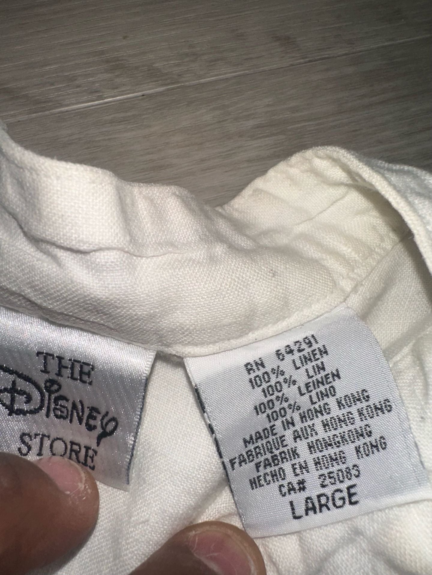 Vintage The Disney Store Mickey And Friends 100% Linen Shirt Large White 5