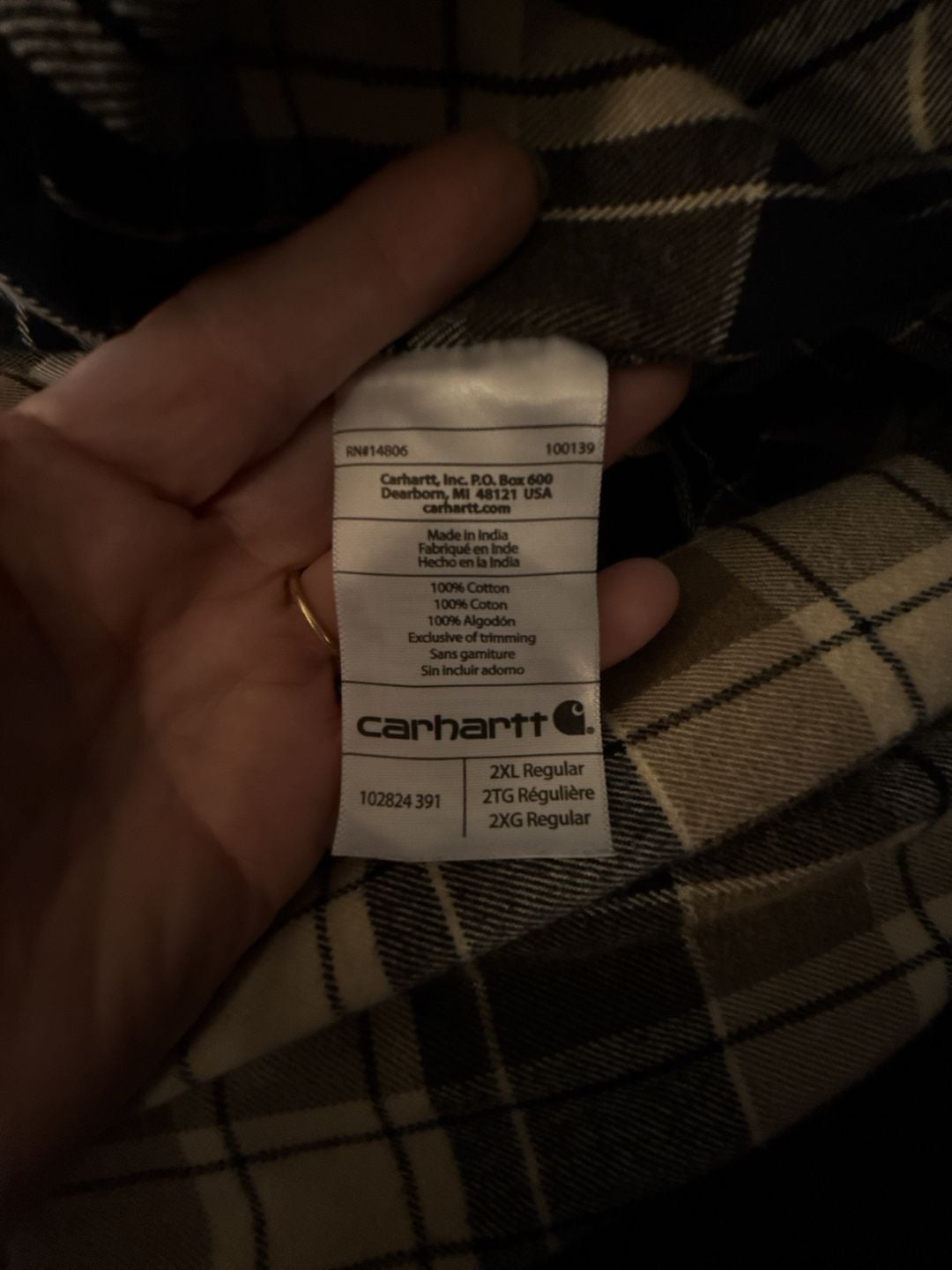 Carhartt Plaid Flannel Shirt Size 2XL Relaxed Fit Brown Black 8