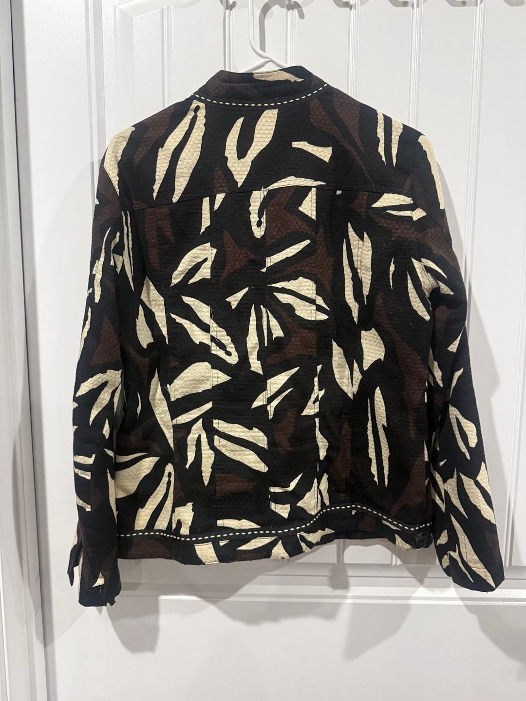 Investments Embellished Abstract Print Zip Front Jacket Small Cotton Y2K 4