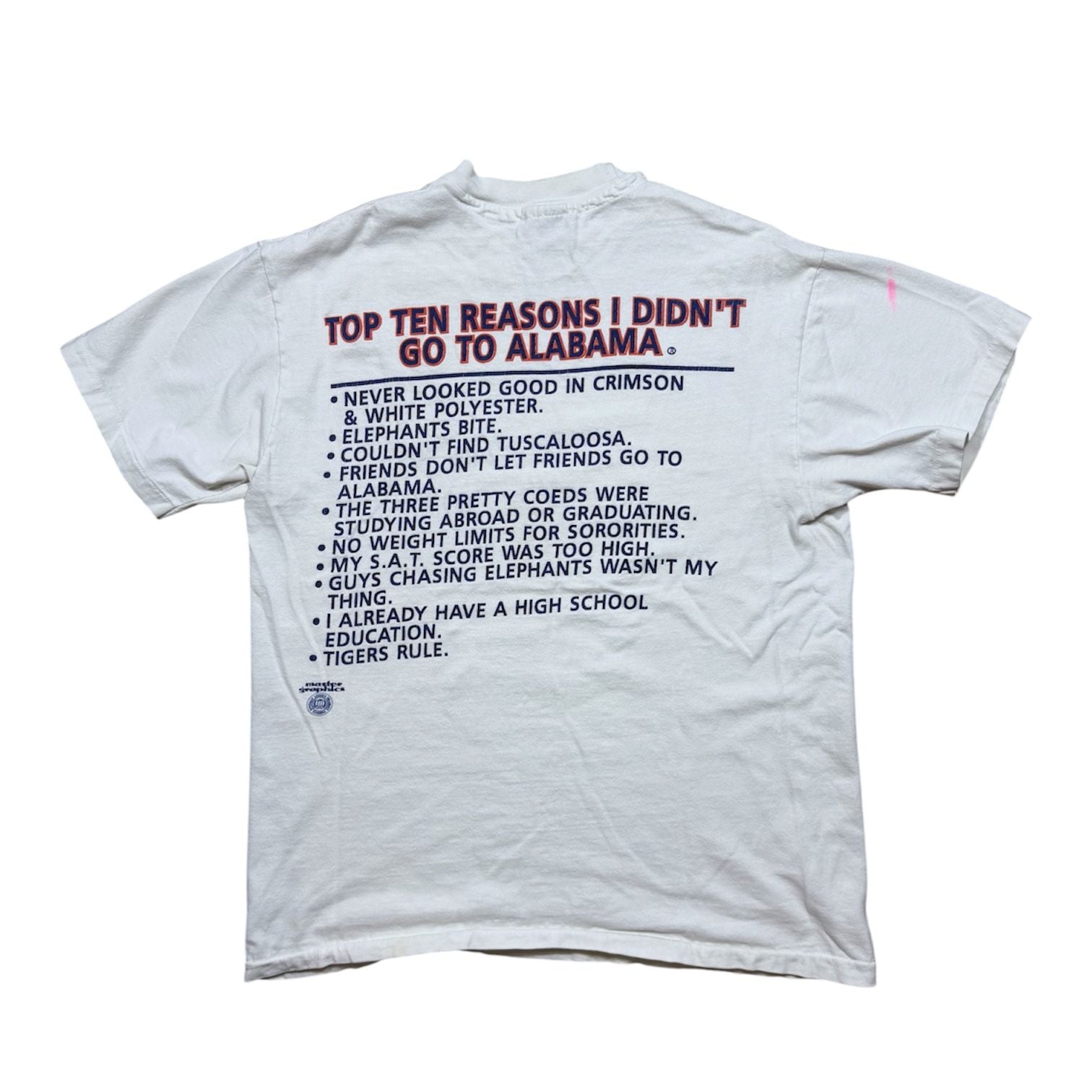 Vintage Auburn Tigers College T-Shirt White Single Stitch M 3