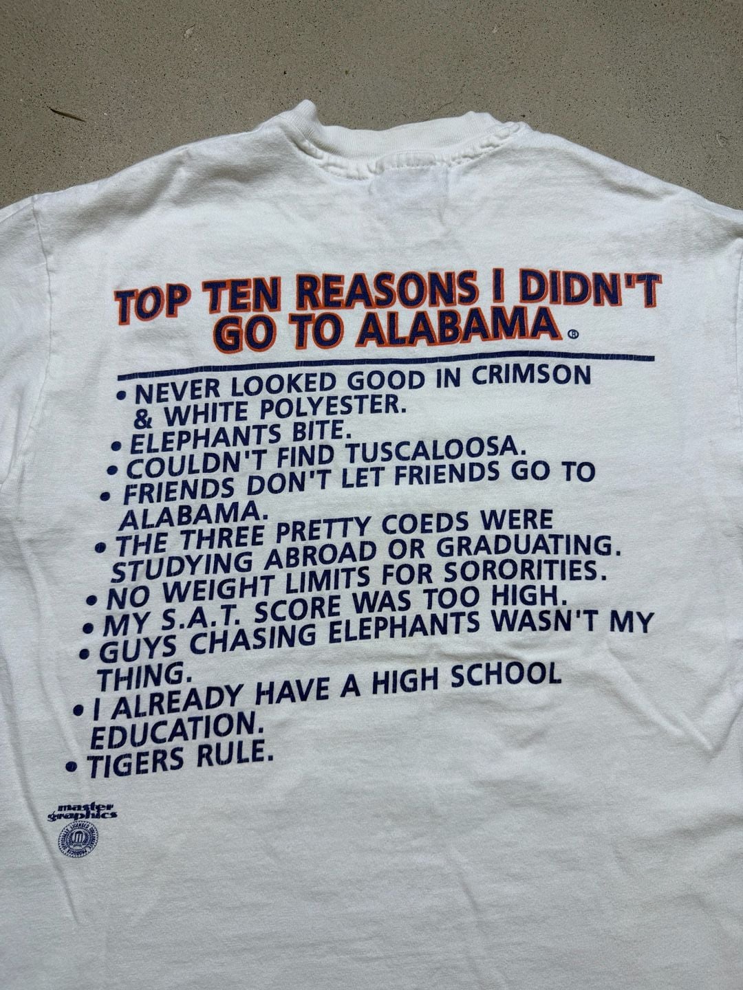 Vintage Auburn Tigers College T-Shirt White Single Stitch M 9