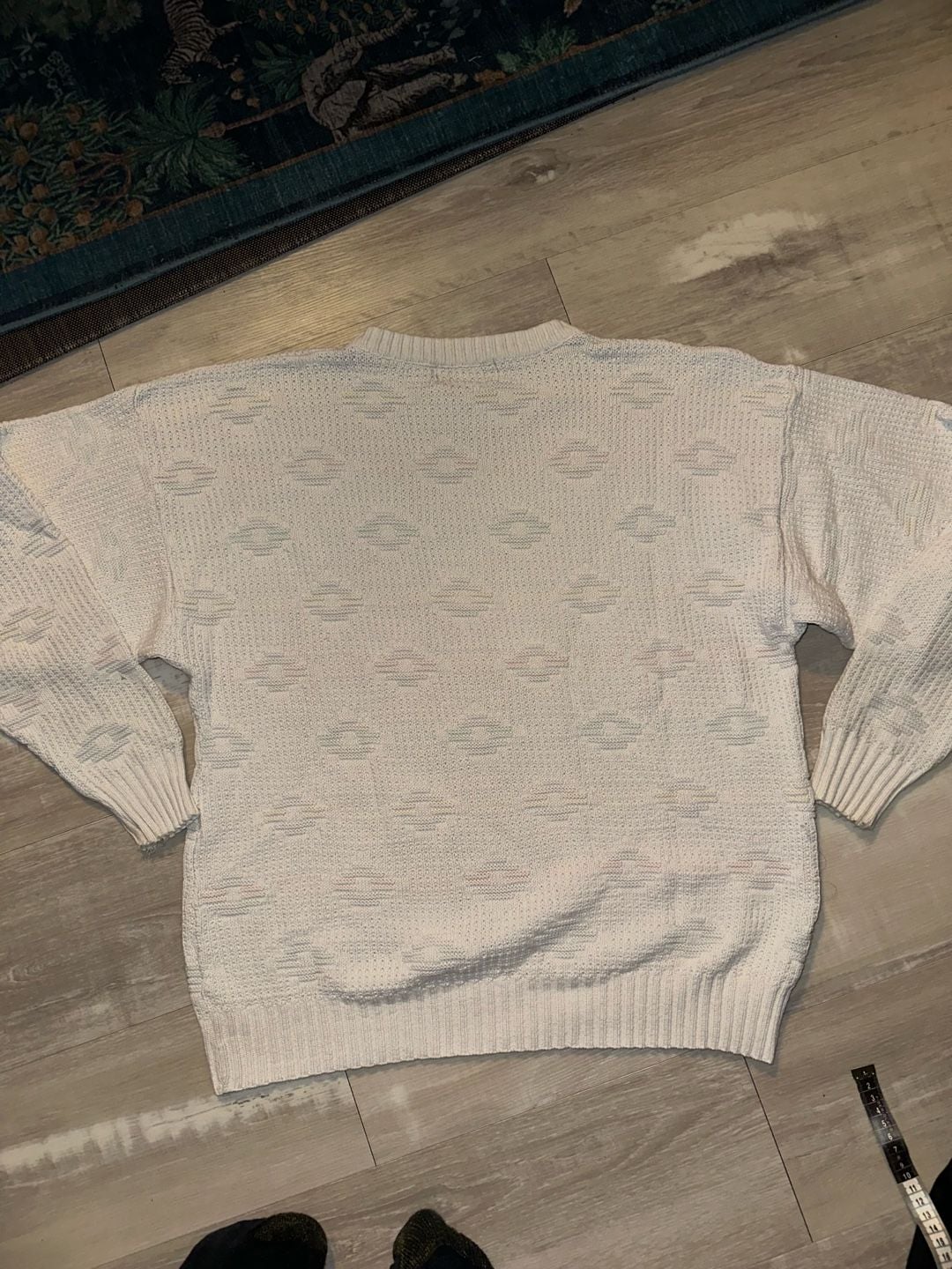 London Fog Sweater Size XL Cream Geometric Cotton Crewneck Vintage USA 7