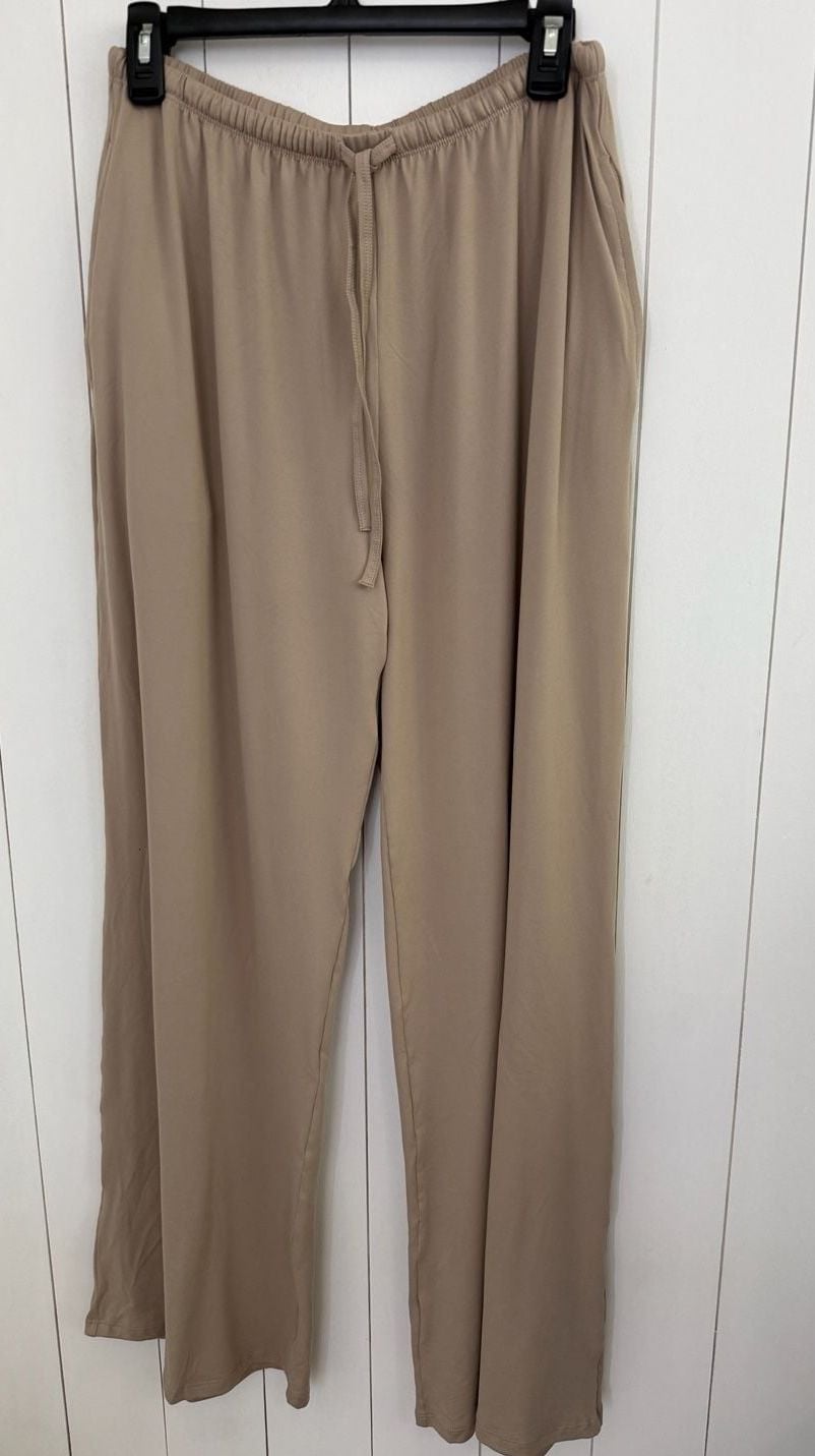 Call Her Bronzeada Lounge Pants Size L Tan Wide Leg Drawstring 2