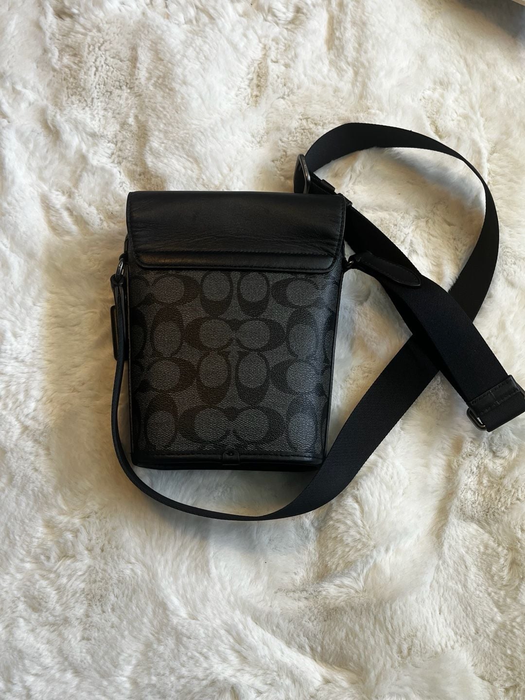 Coach Track Small Flap Crossbody In Signature Canvas Charcoal 7