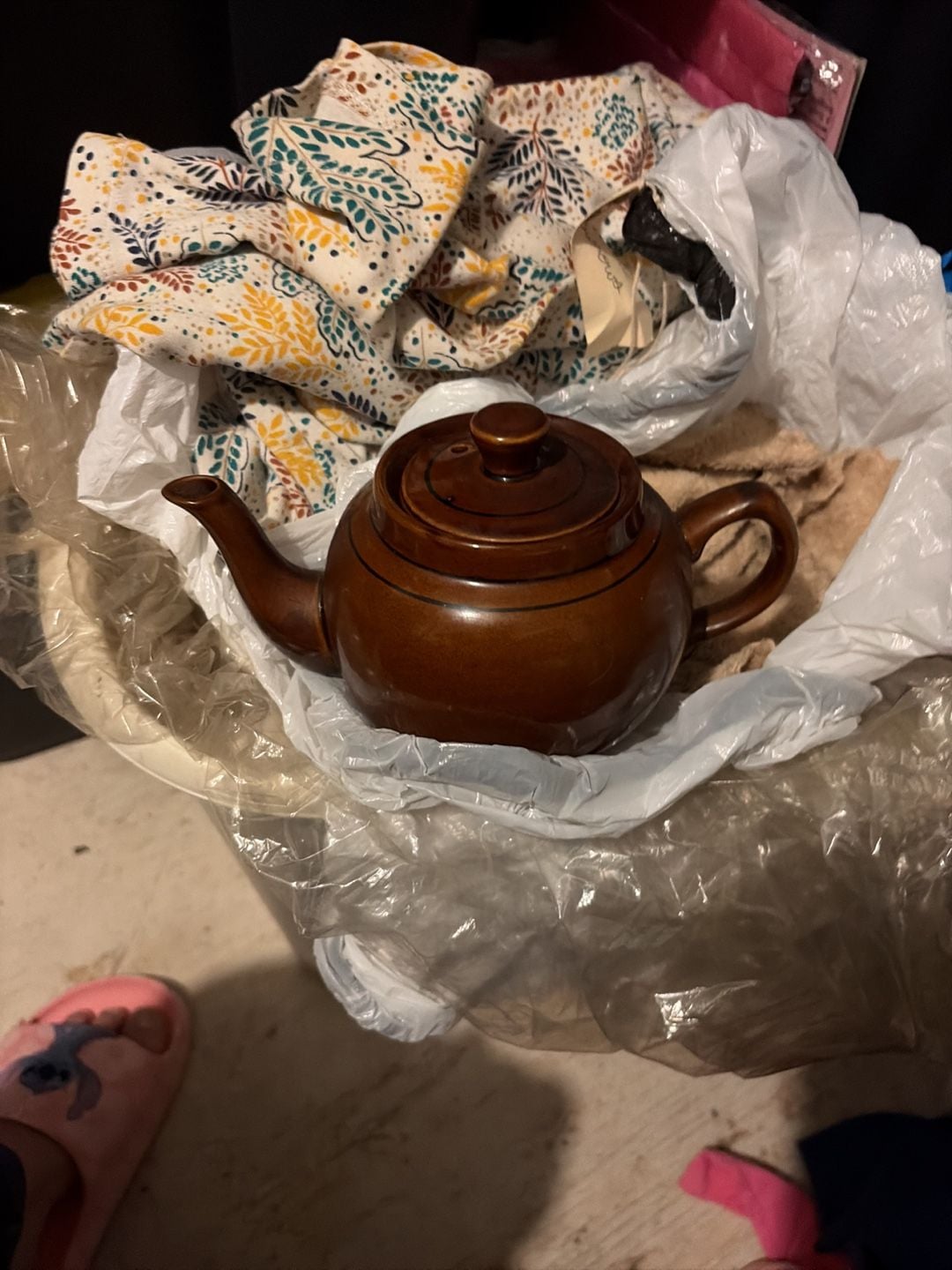 Vintage Brown Glazed Ceramic Teapot With Lid 2