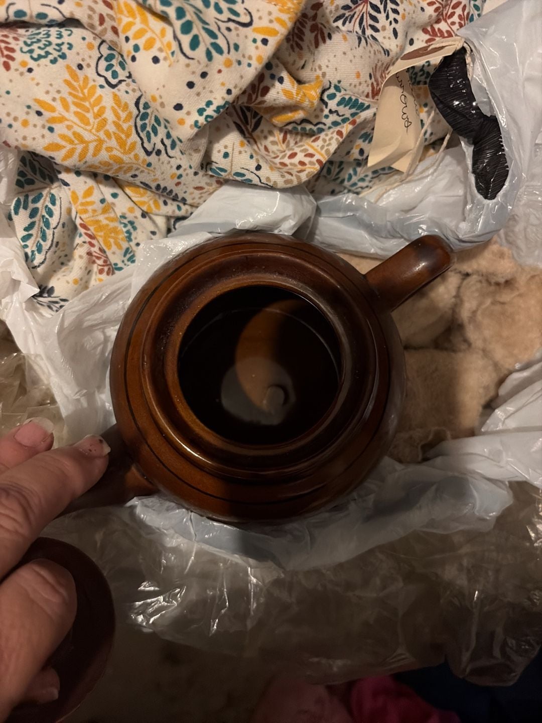 Vintage Brown Glazed Ceramic Teapot With Lid 3