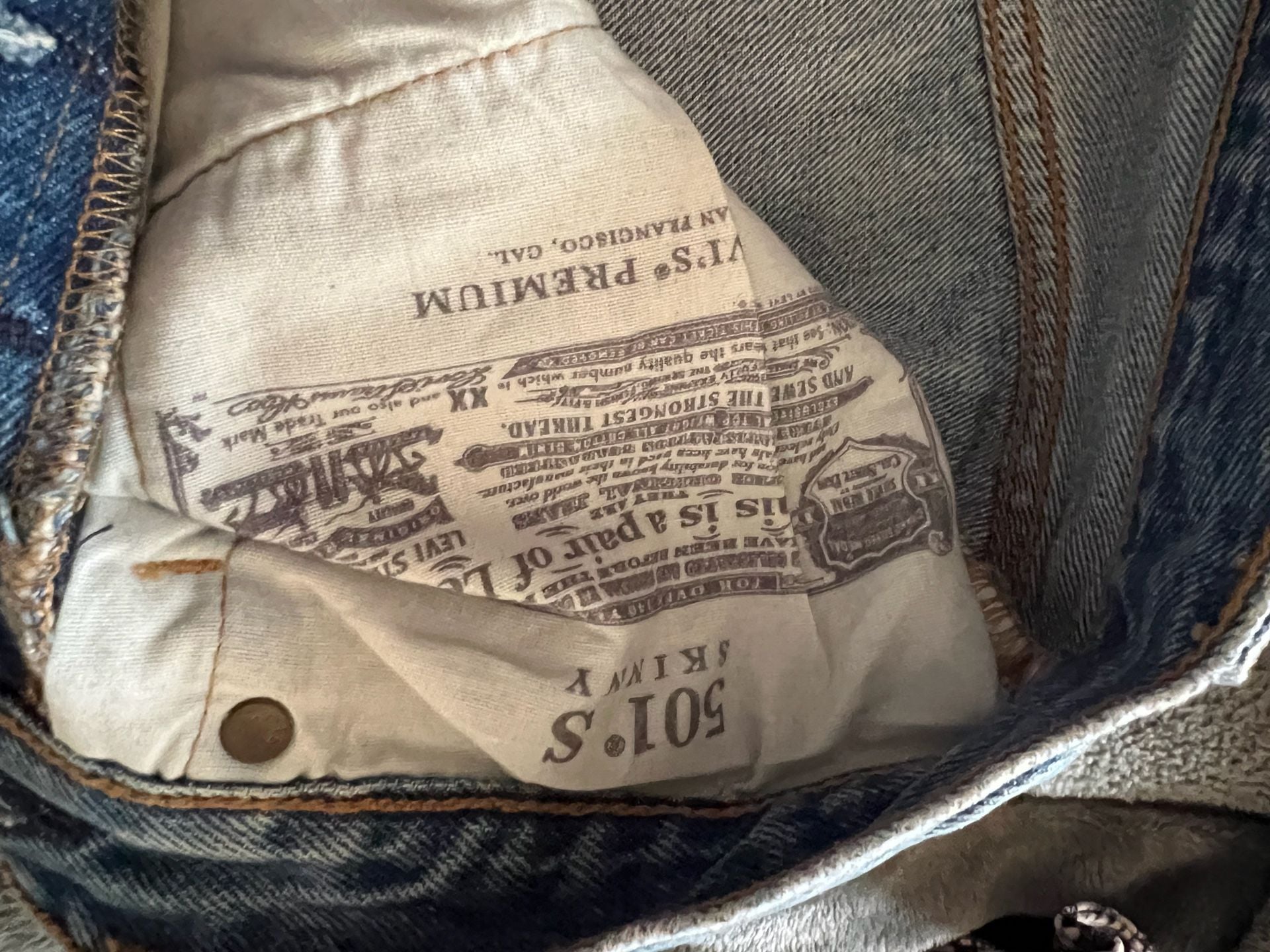 Levi's 501 Skinny Size W26 L28 Medium Wash Blue Denim Jeans 7