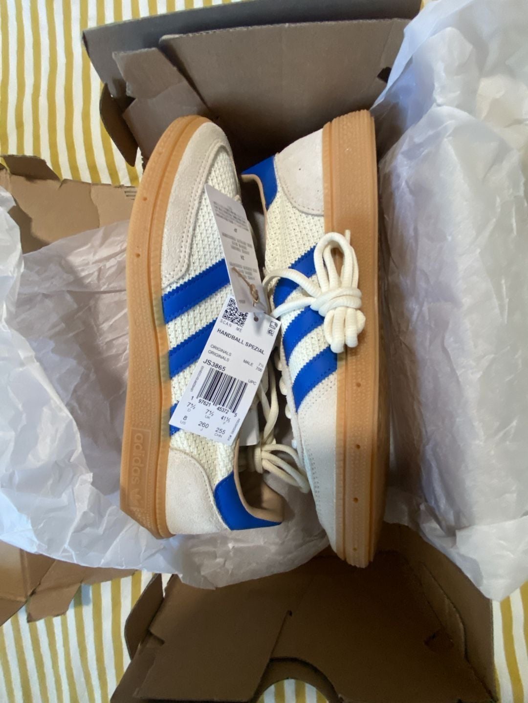 Adidas Handball Spezial Size 8 mens Cream White Blue Gum 4