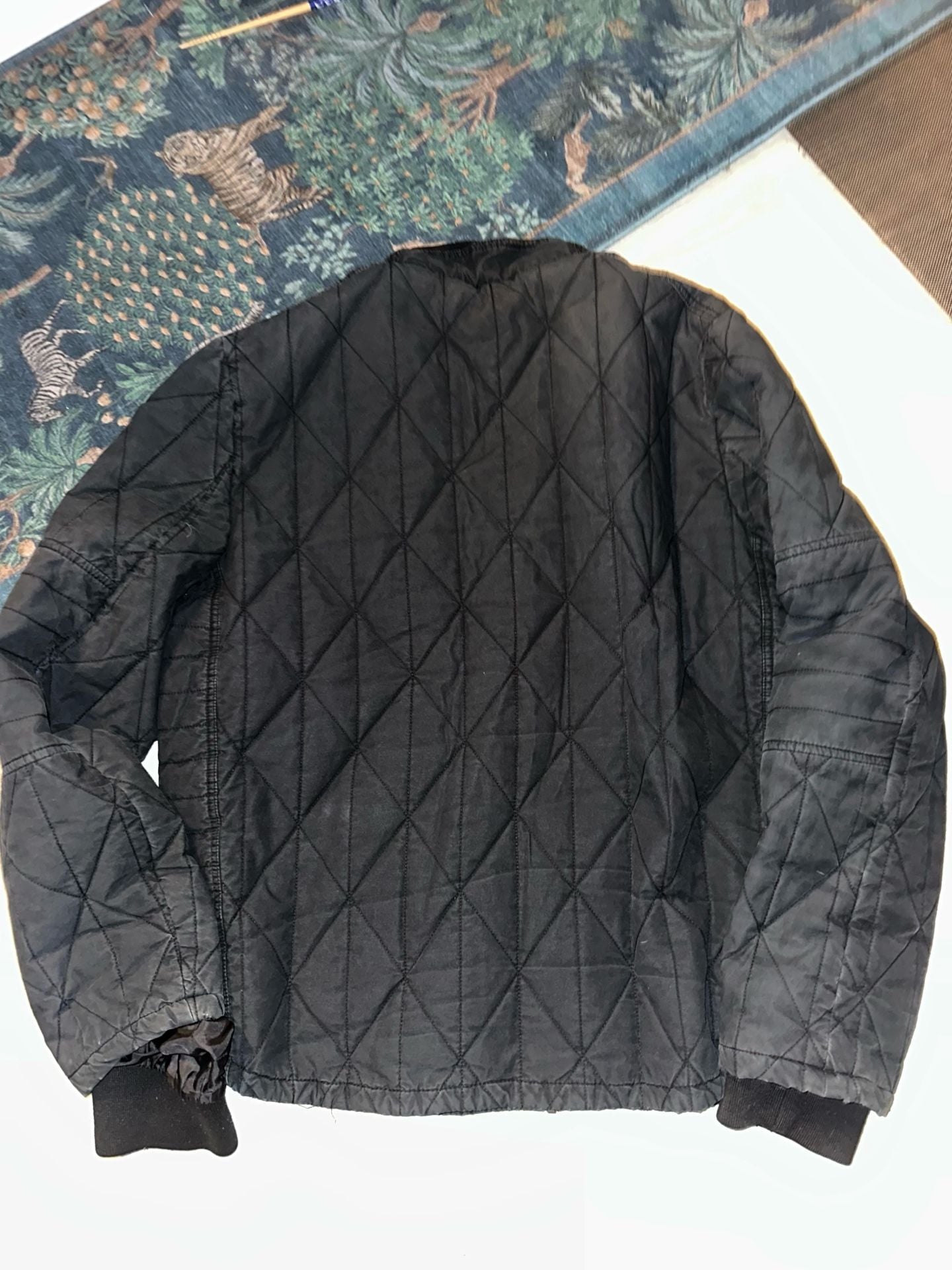 Rock & Republic Quilted Bomber Jacket XXL Black Cotton Utility 7