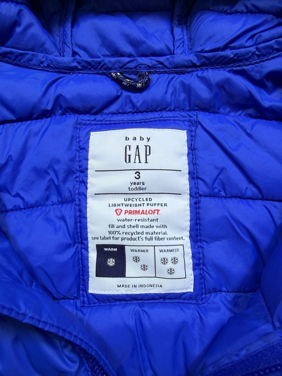 Gap Puffer Jacket Size small Blue Primaloft kids 4