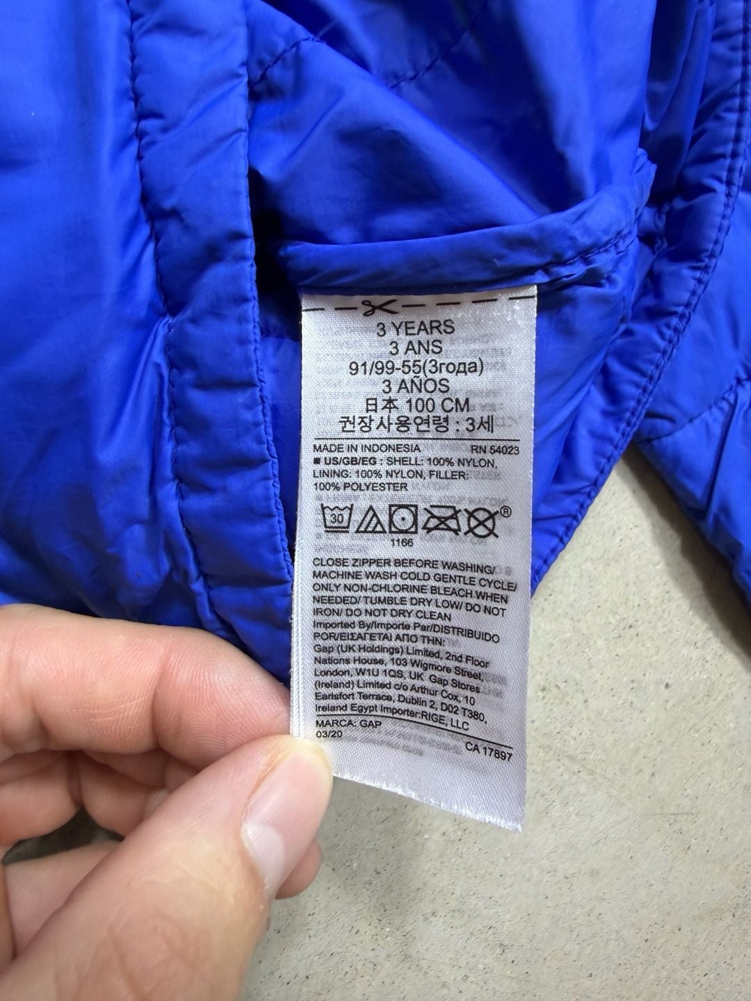 Gap Puffer Jacket Size small Blue Primaloft kids 8