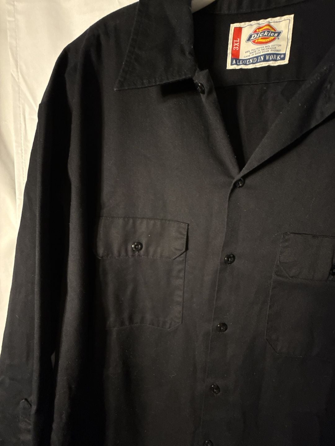 Dickies Long Sleeve Work Shirt Size 3XL Black Button Up 3