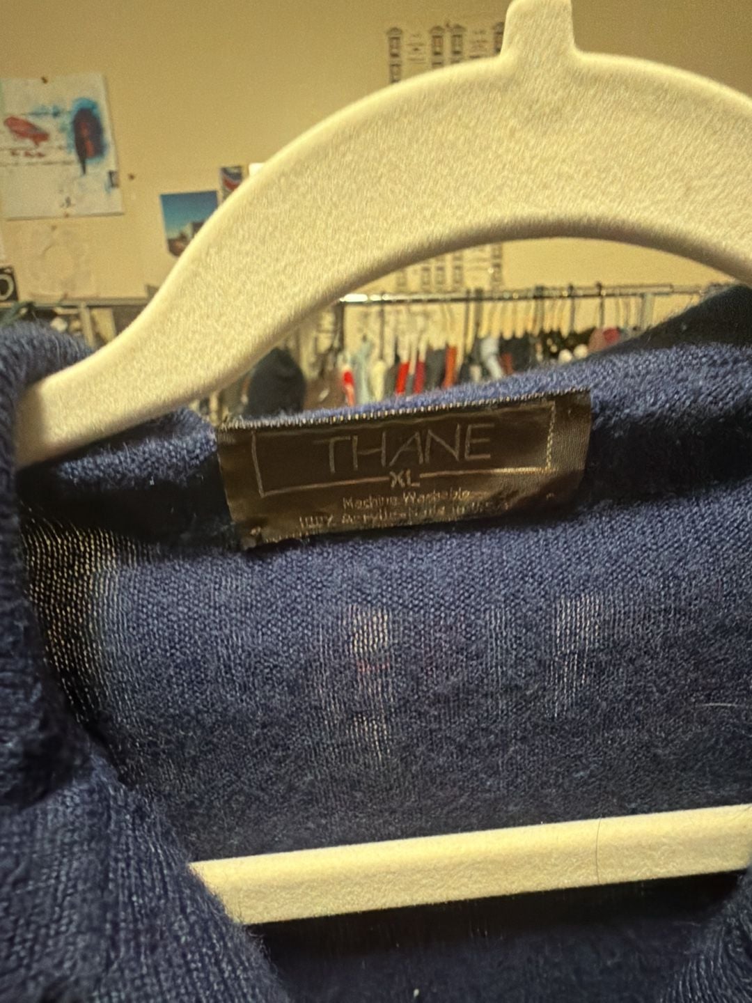 Thane Polo Sweater Size XL Blue Acrylic Striped Vintage 70s Long Sleeve 4