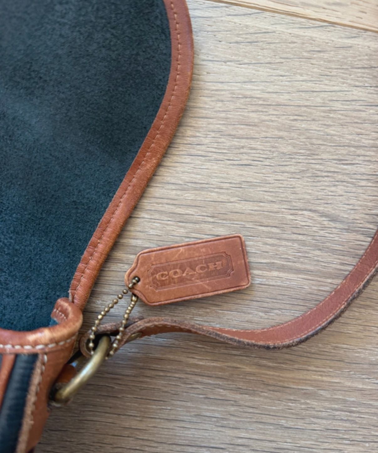 Coach Vintage Leather Crossbody Saddle Bag Black Brown 4