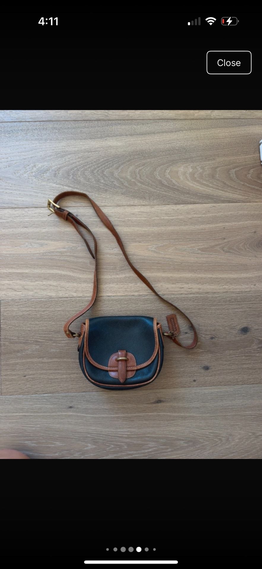 Coach Vintage Leather Crossbody Saddle Bag Black Brown 6