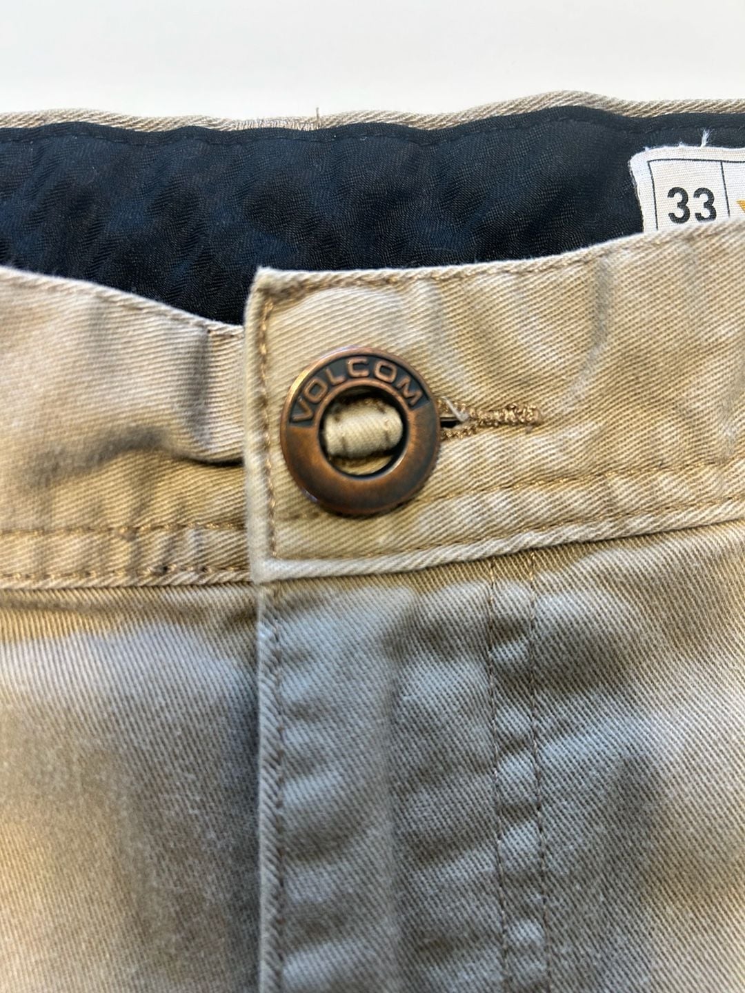 Volcom Chino Shorts Size 32 Khaki Tan Flat Front Casual 4
