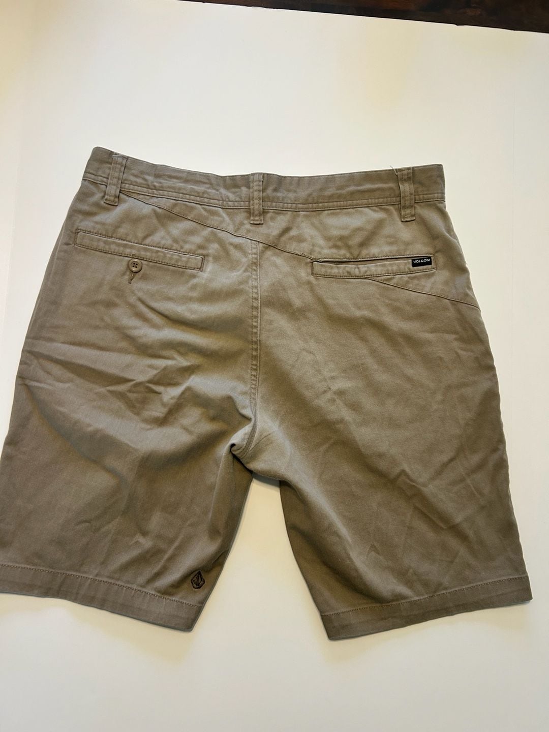 Volcom Chino Shorts Size 32 Khaki Tan Flat Front Casual 5