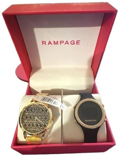 Rampage Women's Glitz And Boyfriend Watch Set In Gold/Black 1