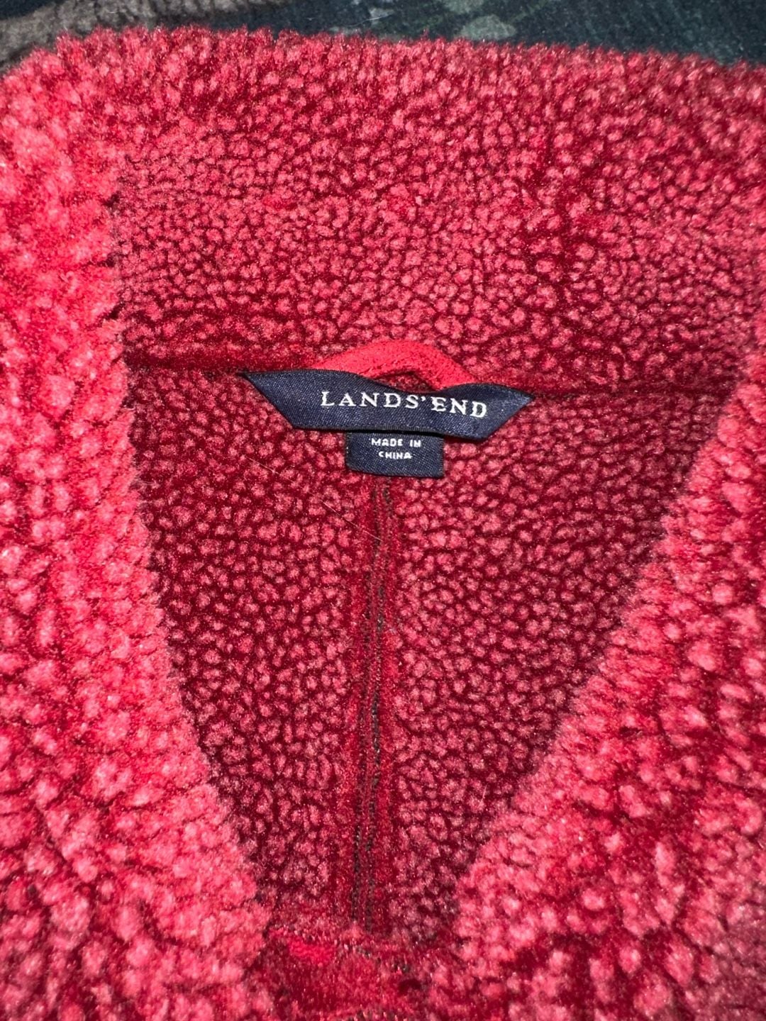 Lands' End Red Faux Suede Shearling Fleece Jacket 5