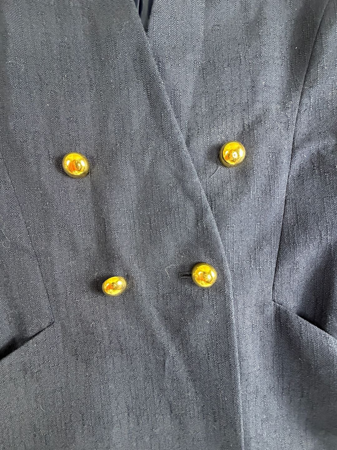 Vintage Sasson Double Breasted Blazer Size 6 Navy Blue Gold Buttons Vintage 4