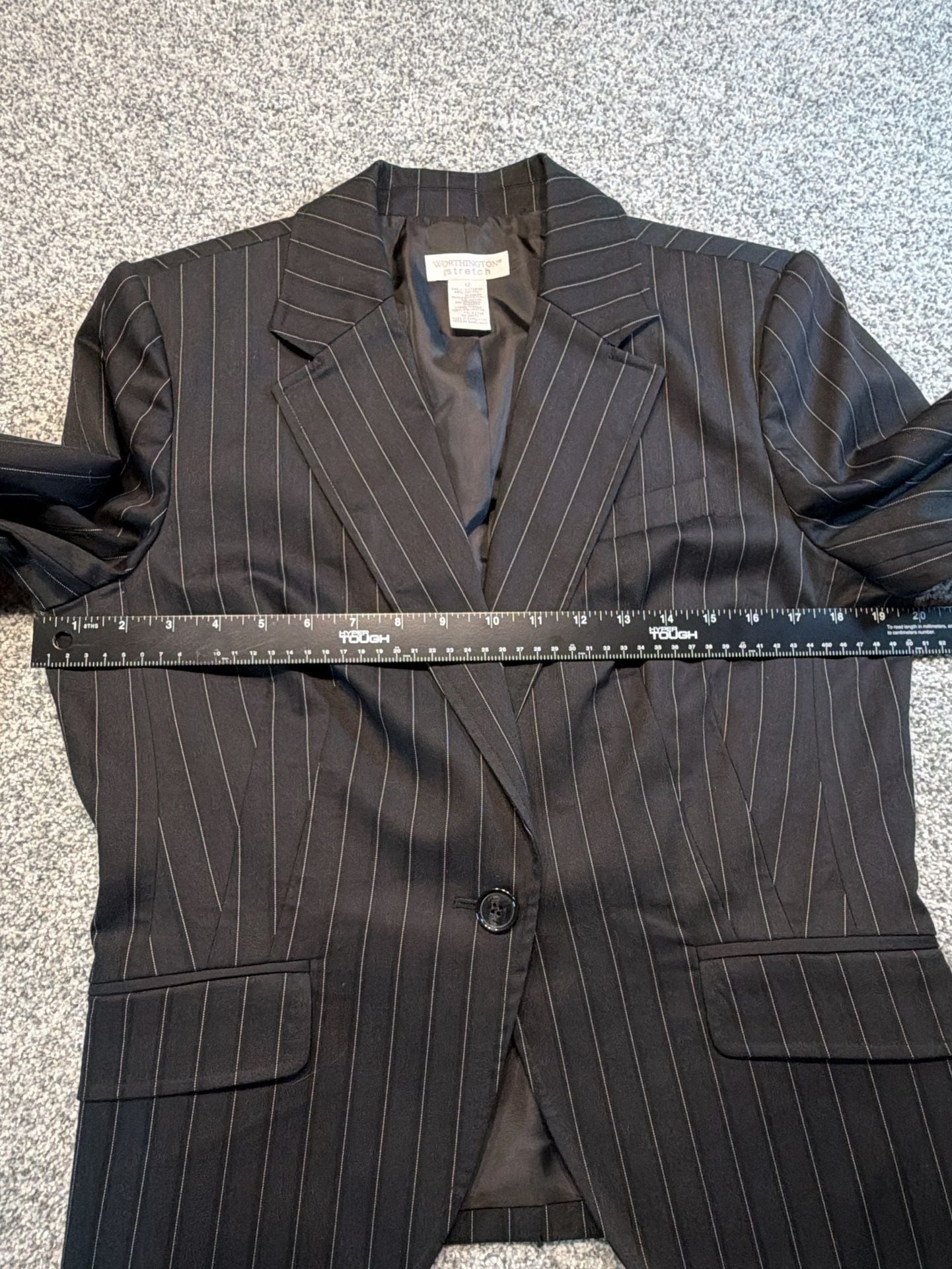 Worthington Stretch Blazer Sz 12 Blk Pinstripe Jacket Womens Dress casual career 7