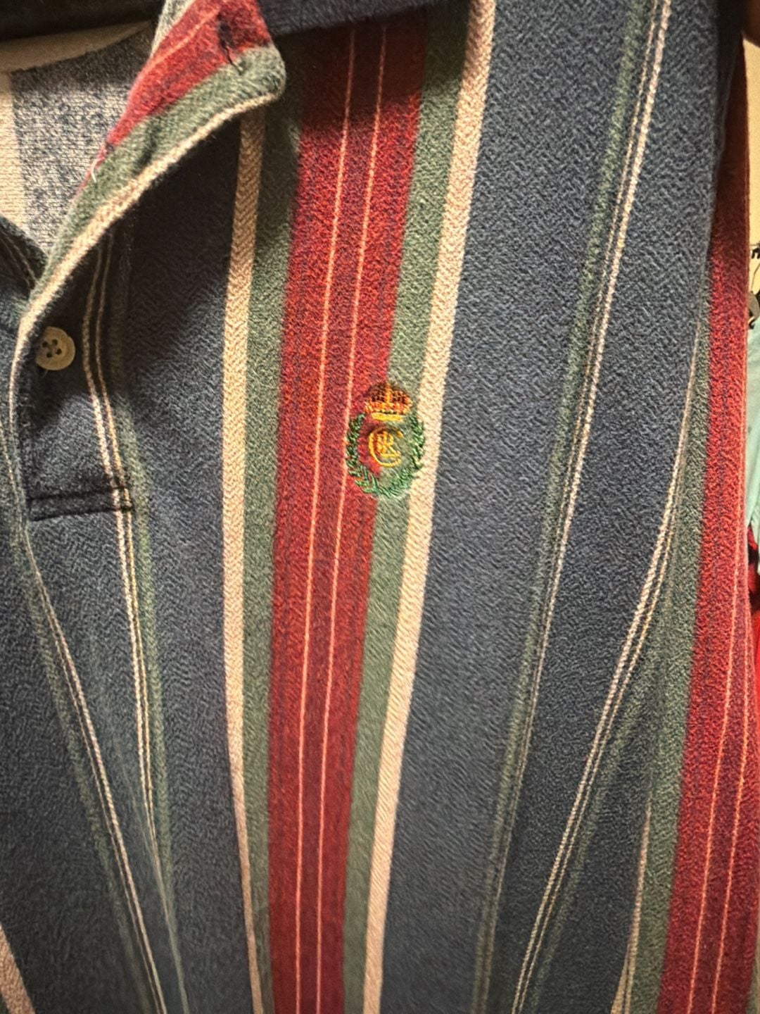 Chaps Ralph Lauren Striped Long Sleeve Rugby Polo Size L Blue Red Green 4