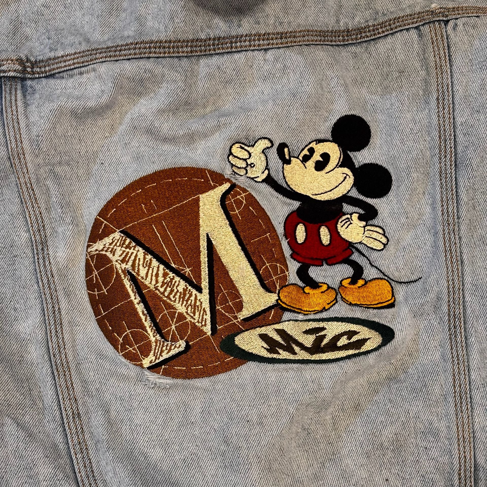 Vintage Mickey Mouse Denim Hoodie Jacket Size S 4