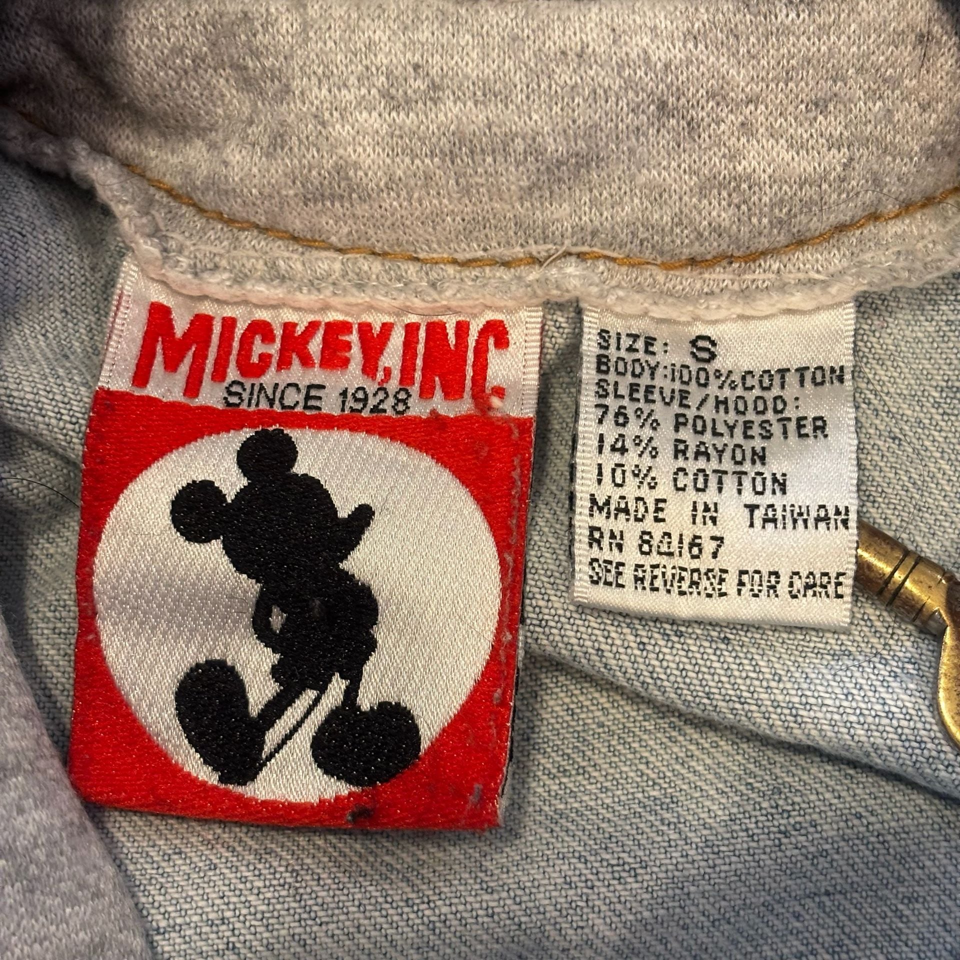 Vintage Mickey Mouse Denim Hoodie Jacket Size S 5