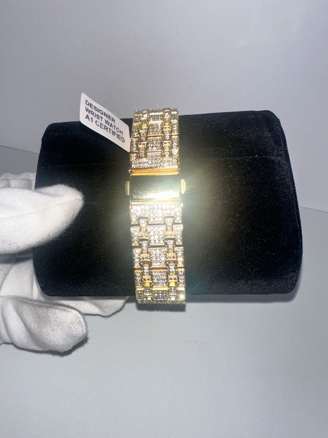 Gold-Tone Iced Out Rhinestone Fashion Watch – Floral Bezel 4
