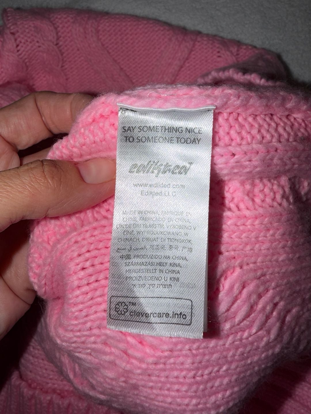 Edikted Kennedy Oversized Cable Stitch Sweater Size XS/S Pink 4