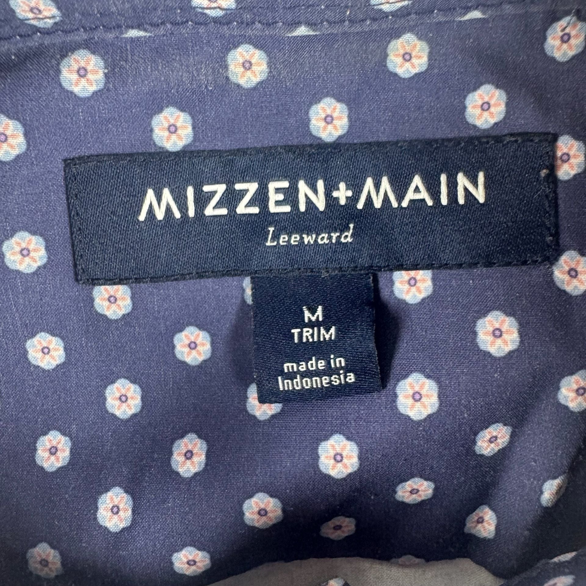 Mizzen + Main Leeward Short Sleeve Shirt Size M Trim Blue Geometric 3