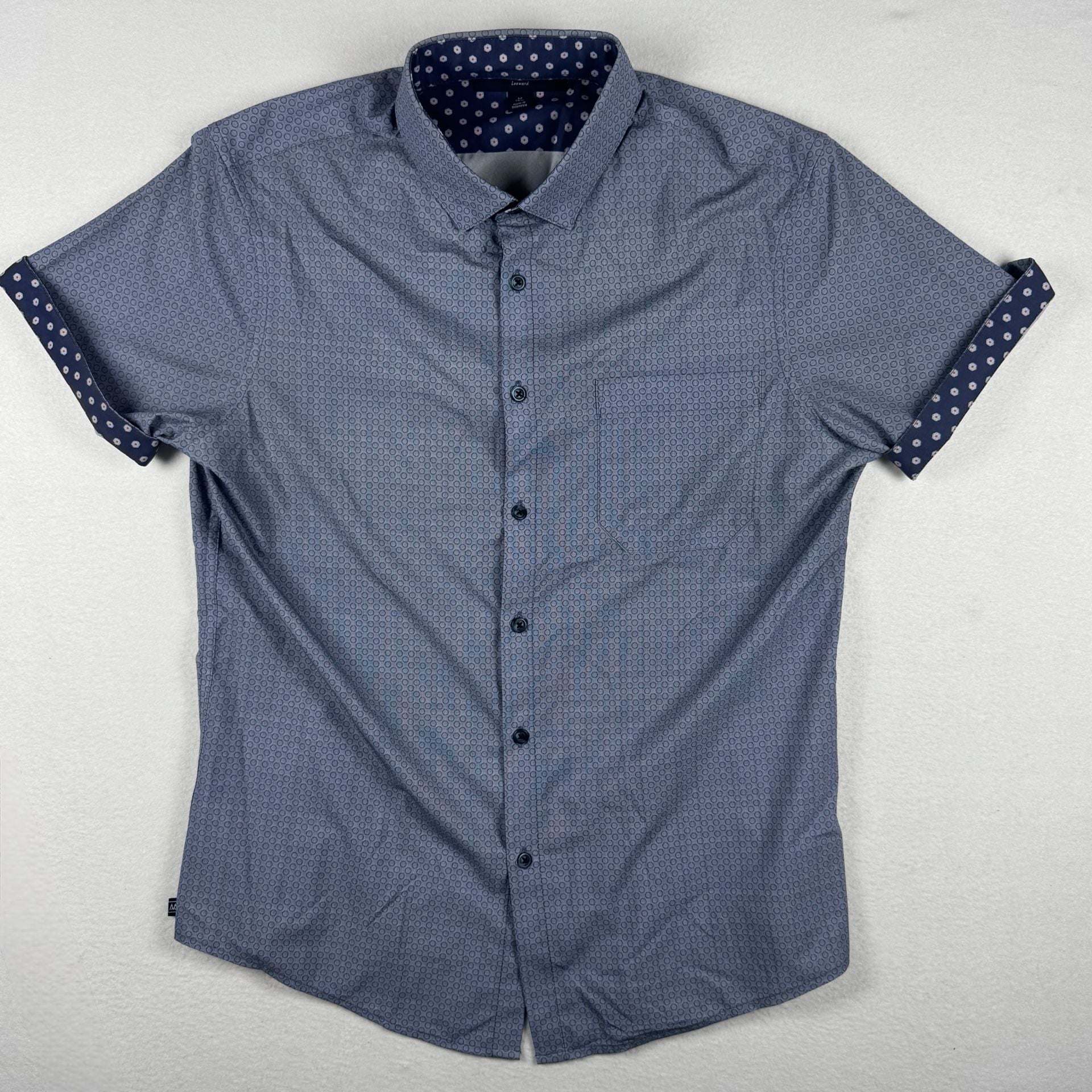 Mizzen + Main Leeward Short Sleeve Shirt Size M Trim Blue Geometric 9