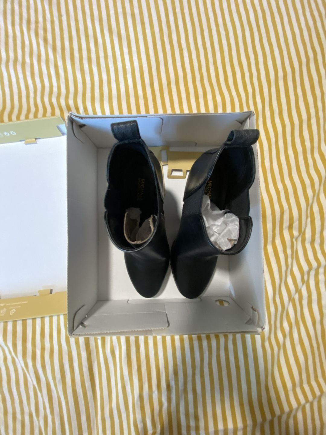 Michael Michael Kors Evaline Heeled Bootie Size 7.5M Black Faux Leather 6