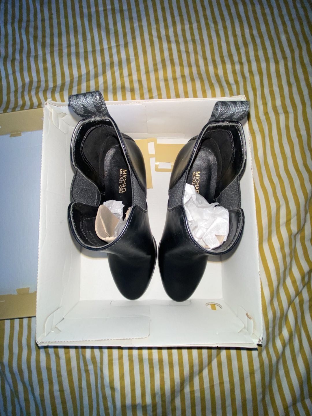 Michael Michael Kors Evaline Heeled Bootie Size 7.5M Black Faux Leather 7