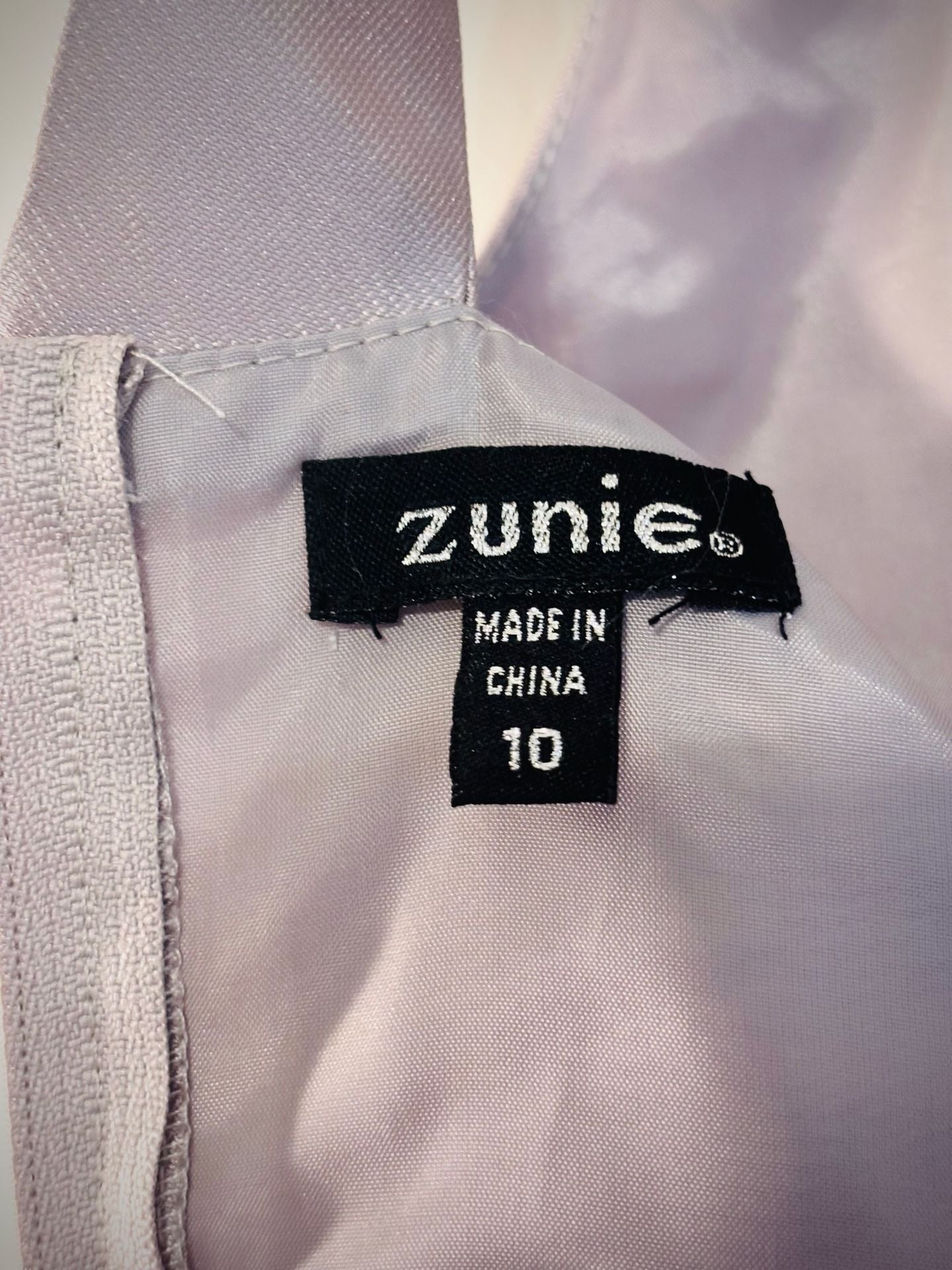 Zunie Dress Size 10 Silver Satin Rhinestone Bow Formal Party 7