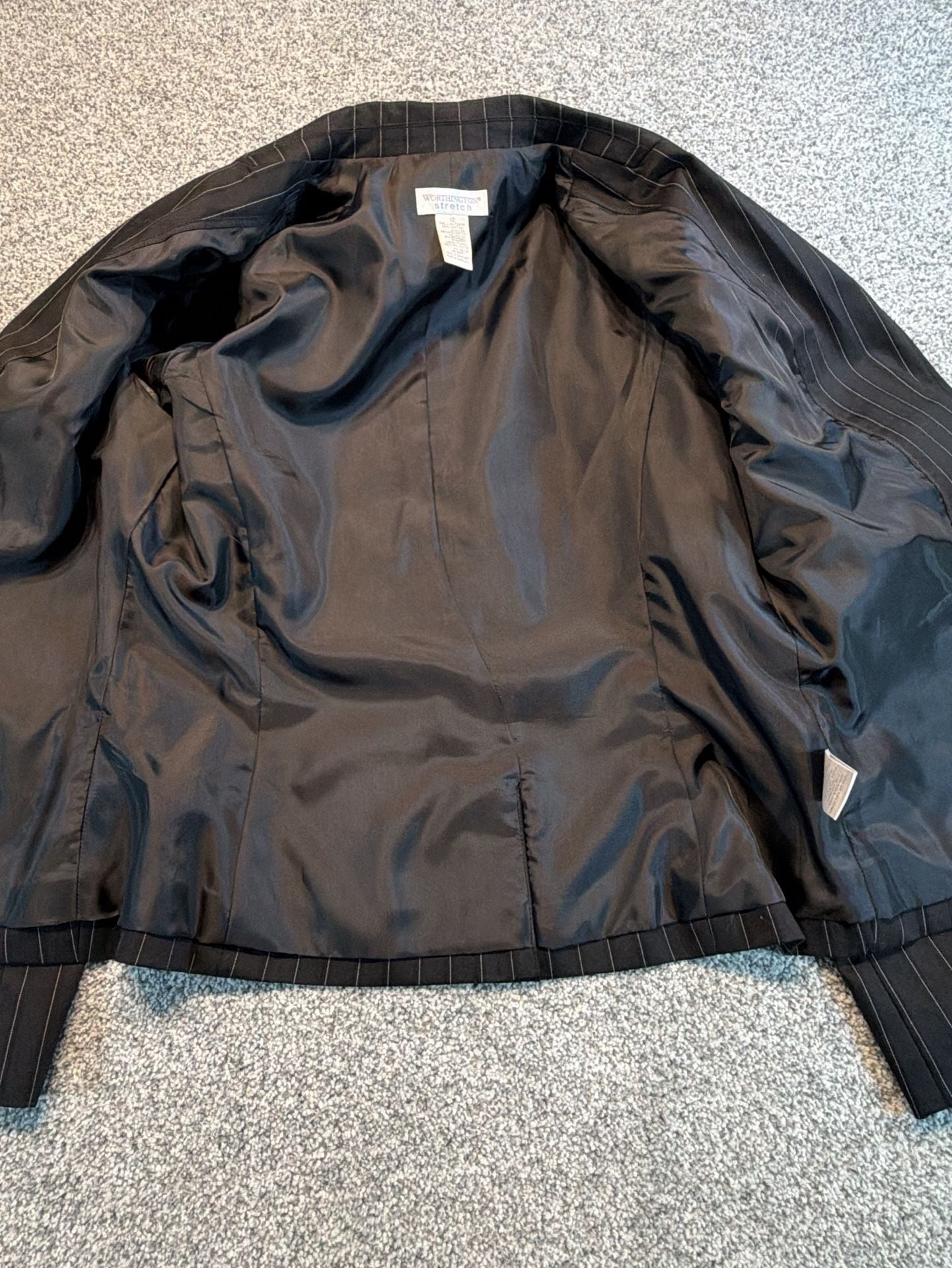Worthington Stretch Blazer Sz 12 Blk Pinstripe Jacket Womens Dress casual career 10