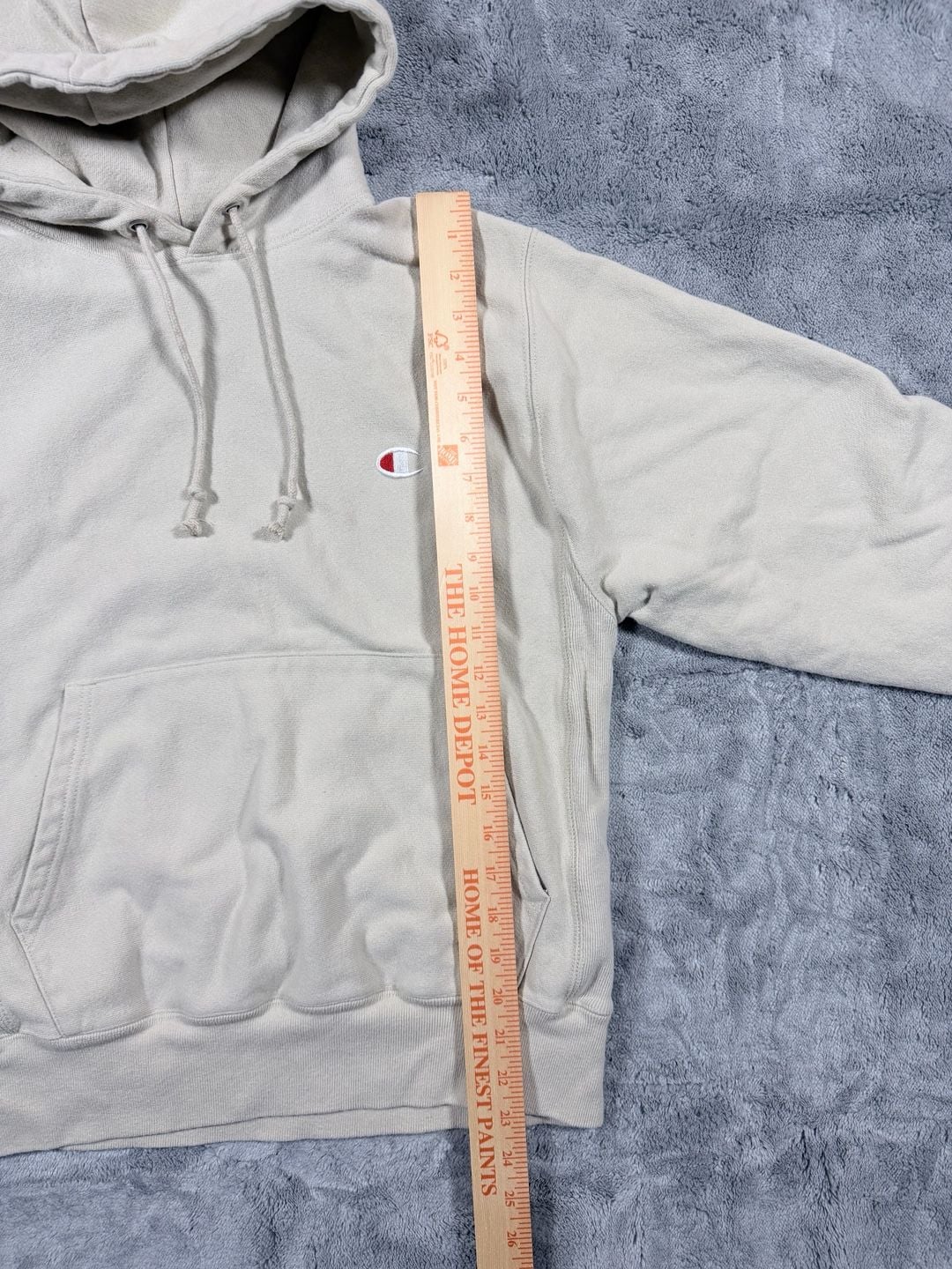 Champion Reverse Weave Hoodie Size Small Oatmeal Beige Pullover Sweatshirt 3