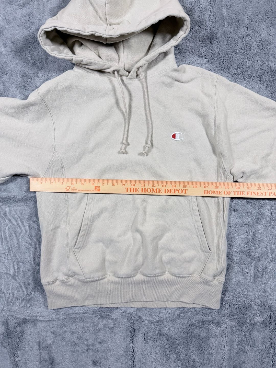 Champion Reverse Weave Hoodie Size Small Oatmeal Beige Pullover Sweatshirt 4