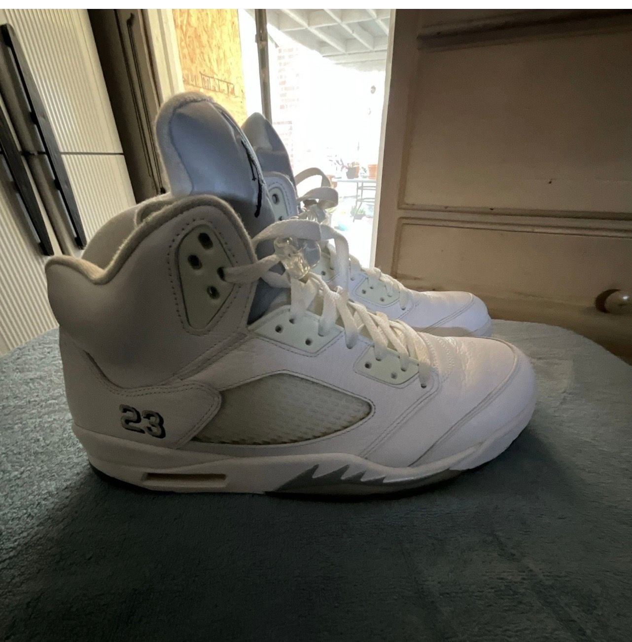 Air Jordan 5 Retro Size 12 White Metallic Silver 7