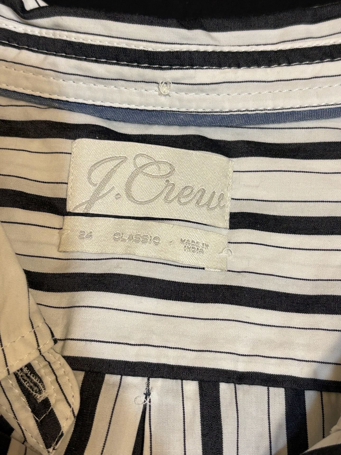 J.Crew Classic Shirt Size 2X Black White Striped Cotton Button-Down 3