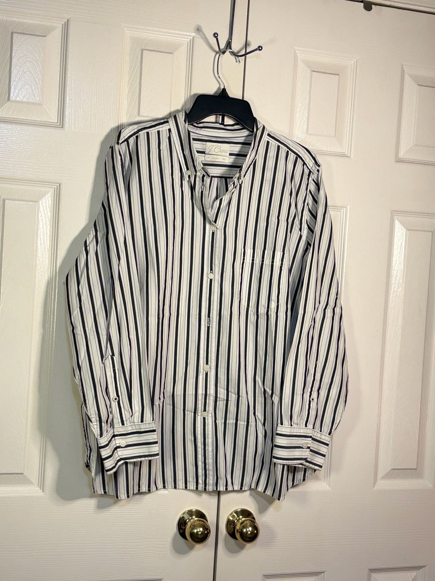 J.Crew Classic Shirt Size 2X Black White Striped Cotton Button-Down 5