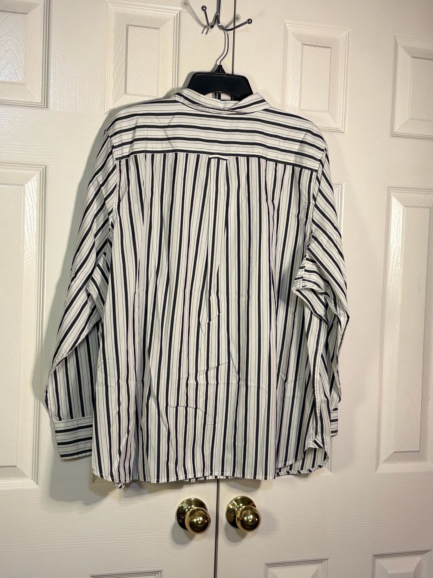 J.Crew Classic Shirt Size 2X Black White Striped Cotton Button-Down 10
