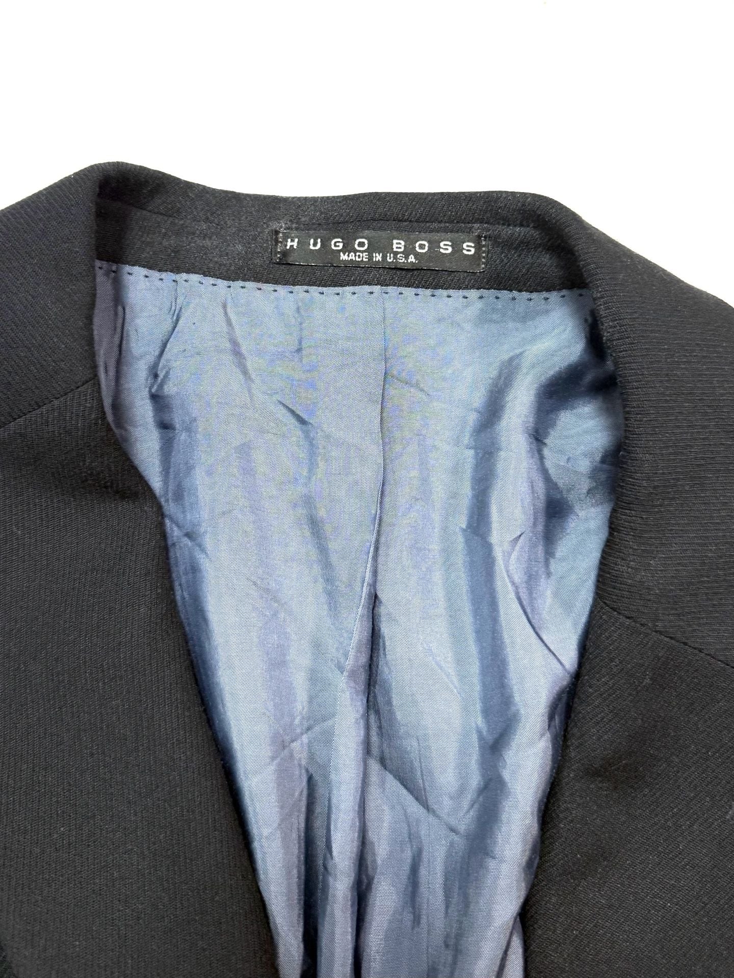 Hugo Boss Men's Rossellini Blazer Sport Coat 46R Quiet Luxury Old Money Dark Academia Minimalist Heritage Black Virgin Wool Super 100 Three Button USA 12