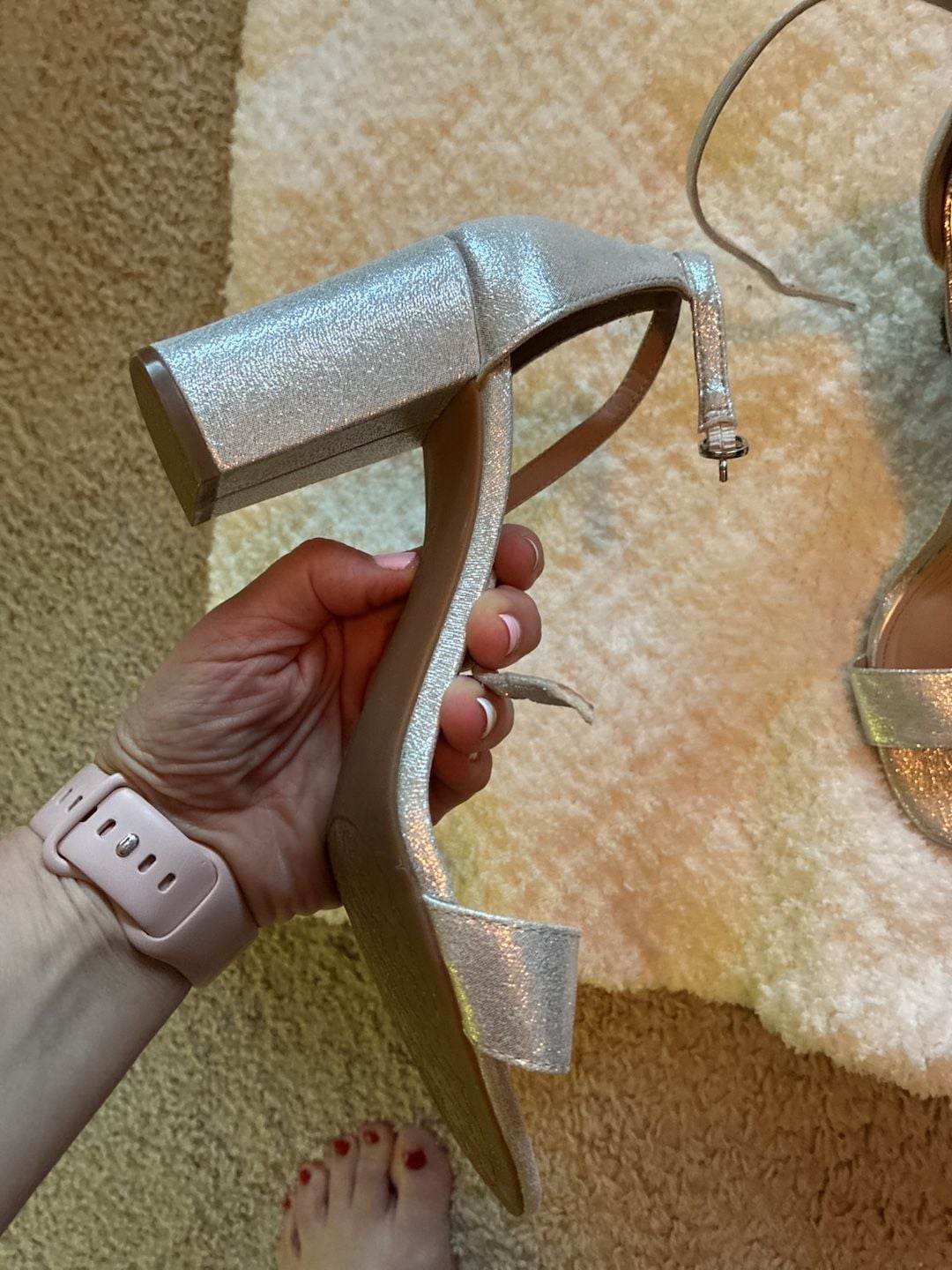 Kelly & Katie Heeled Sandals Size 8.5M Silver Shimmer Z134 6