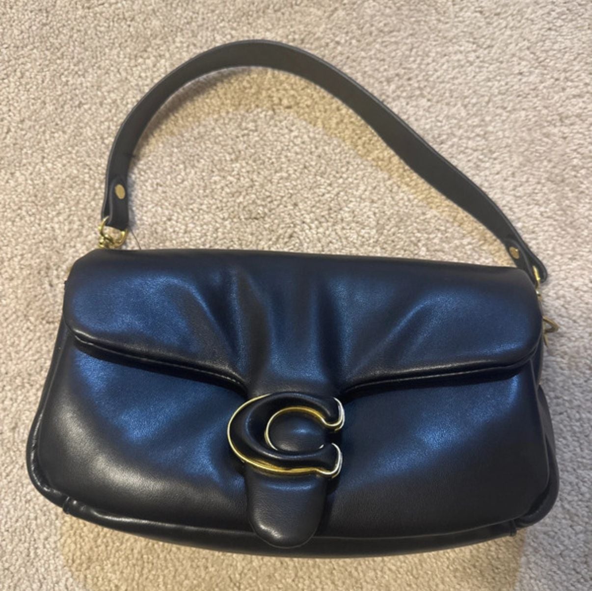 Coach Pillow Tabby Shoulder Bag Black Leather 2