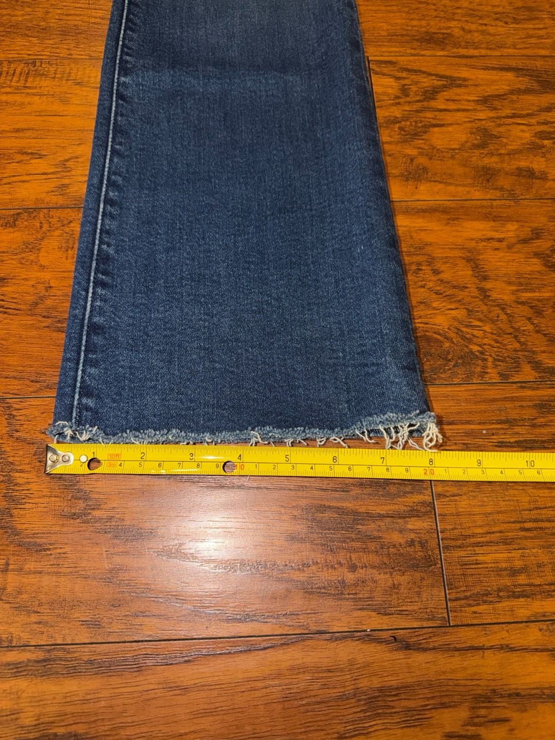 Mother The Hustler Flood Fray Jeans Blue Denim High Rise Crop 5