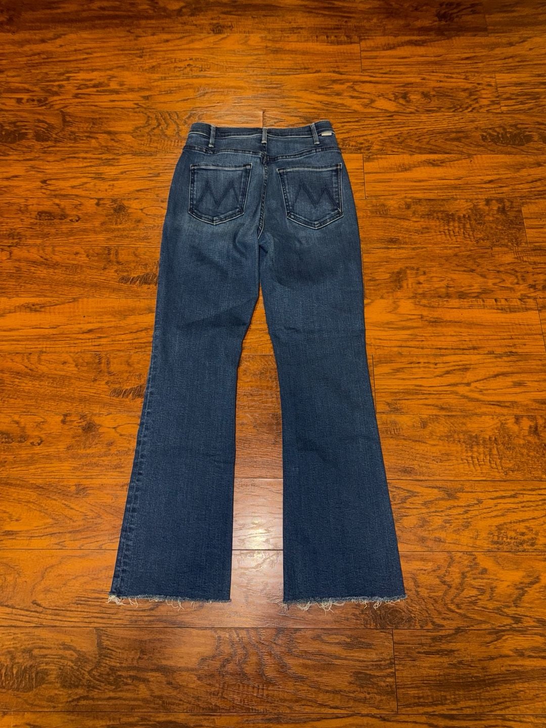 Mother The Hustler Flood Fray Jeans Blue Denim High Rise Crop 6