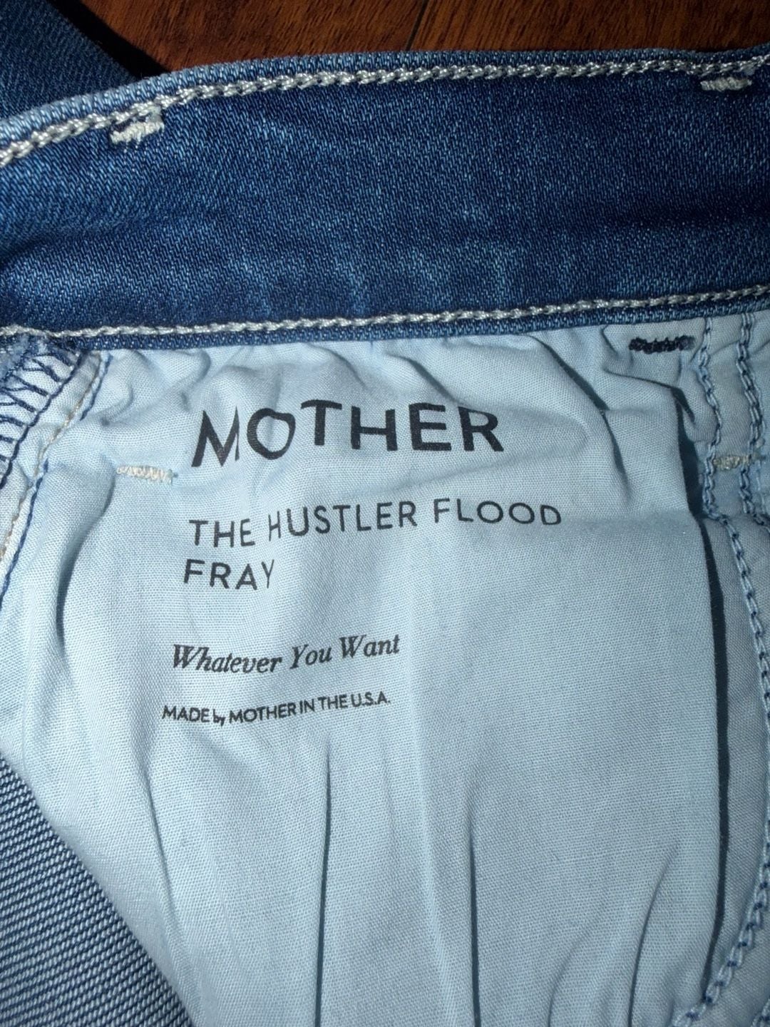 Mother The Hustler Flood Fray Jeans Blue Denim High Rise Crop 8