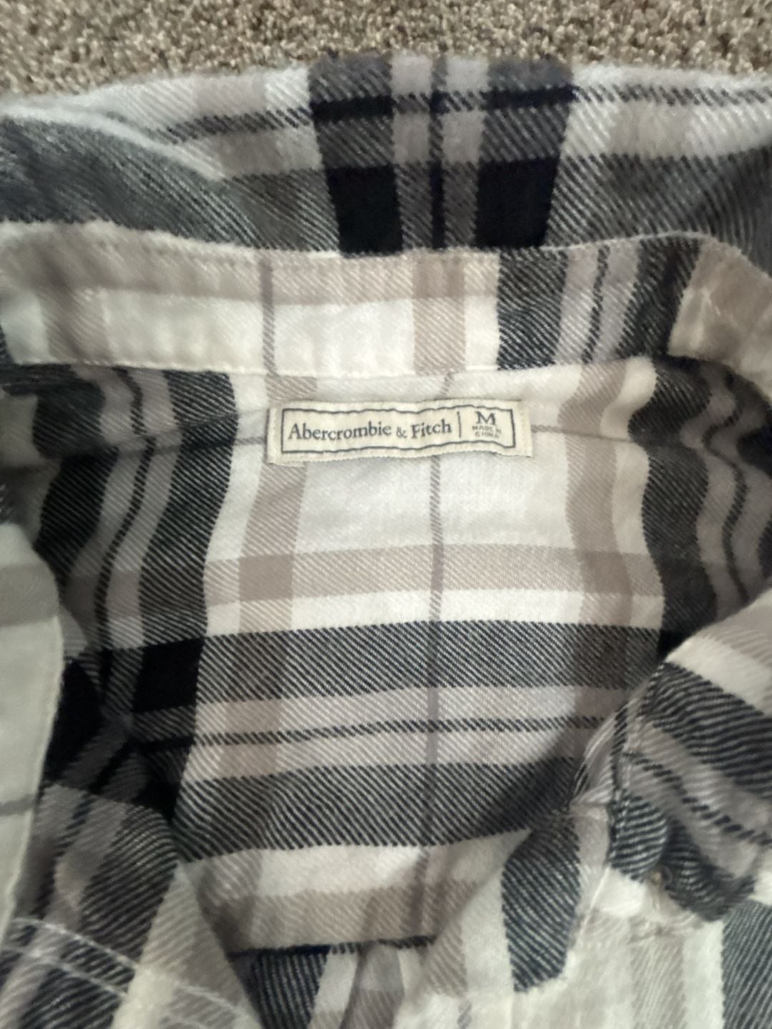 Abercrombie & Fitch Flannel Fall Shirt Black and White Plaid 4