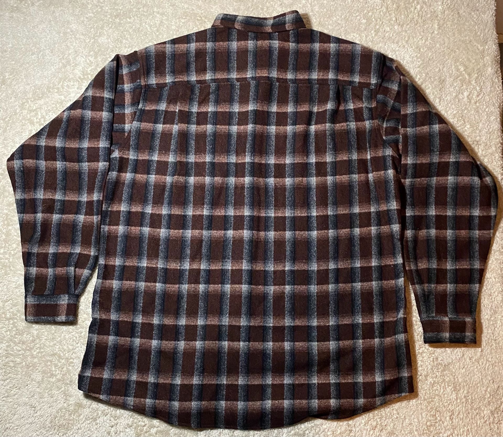 Woolrich Plaid Flannel Shirt XL Tall Brown Black Gray Wool Blend Long Sleeve 3